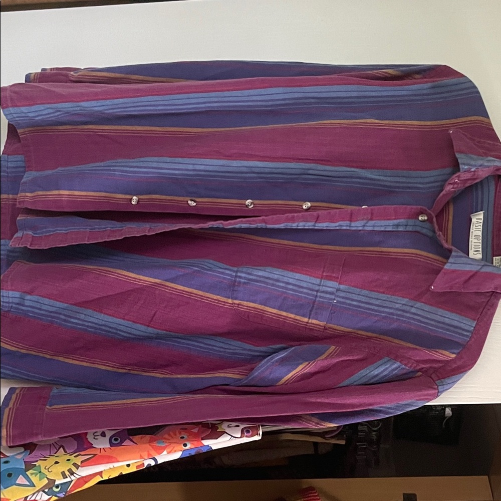 Vibrant Striped Men's Shirt in Purple and Blue